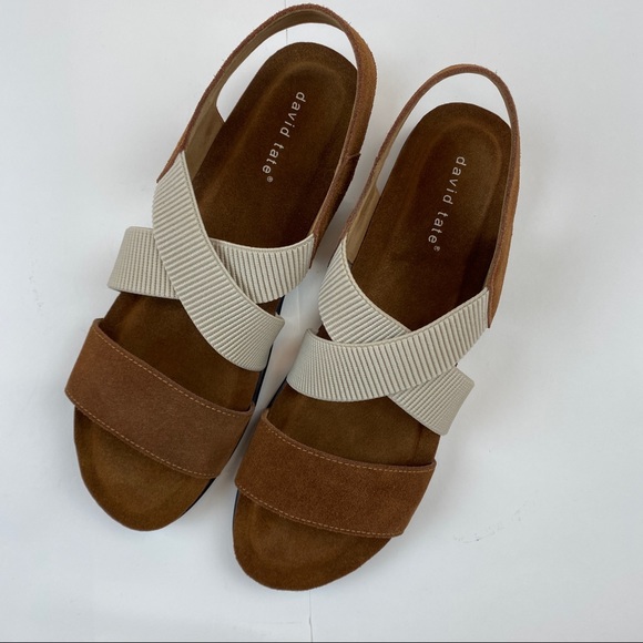 David Tate Sandals NIB Tan Brown & Cream Suede size 10.5M 10.5 10 1/2 NWT - Picture 4 of 11